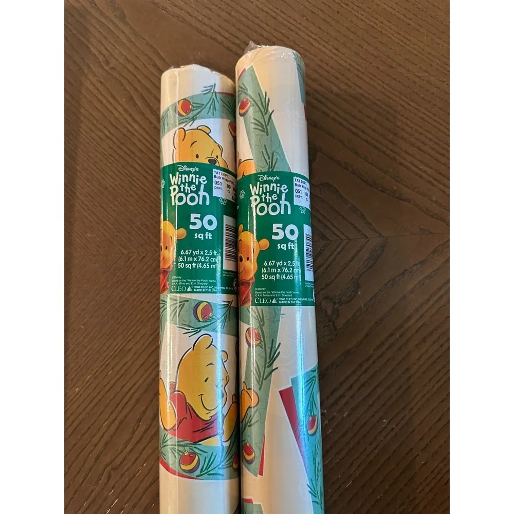 Disney Winnie the Pooh‎ Christmas Wrapping Paper Giftwrap 2x Rolls 50 Feet